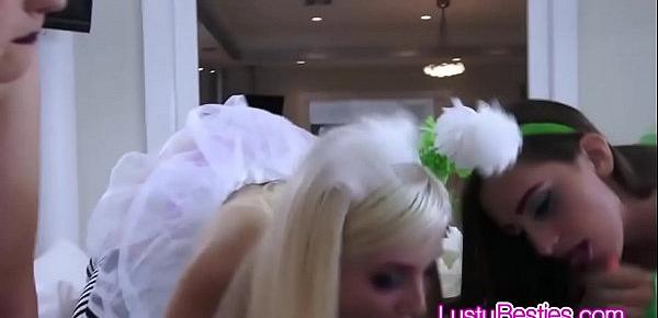  Three lingerie sluts show up for cock out of nowhere